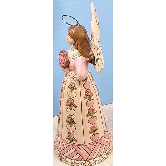 Jim Shore Hold Hope In Your Heart Breast Cancer Awareness 8" Angel Figurine EC - Picture 6 of 8
